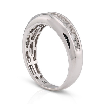 10K White Gold 0.49CT Natural Diamond Big Stone Centre Row Men Band - Elite Jewelers - Rings