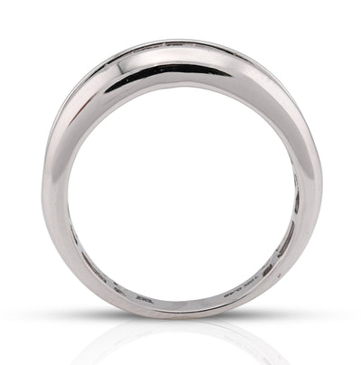 10K White Gold 0.49CT Natural Diamond Big Stone Centre Row Men Band - Elite Jewelers - Rings