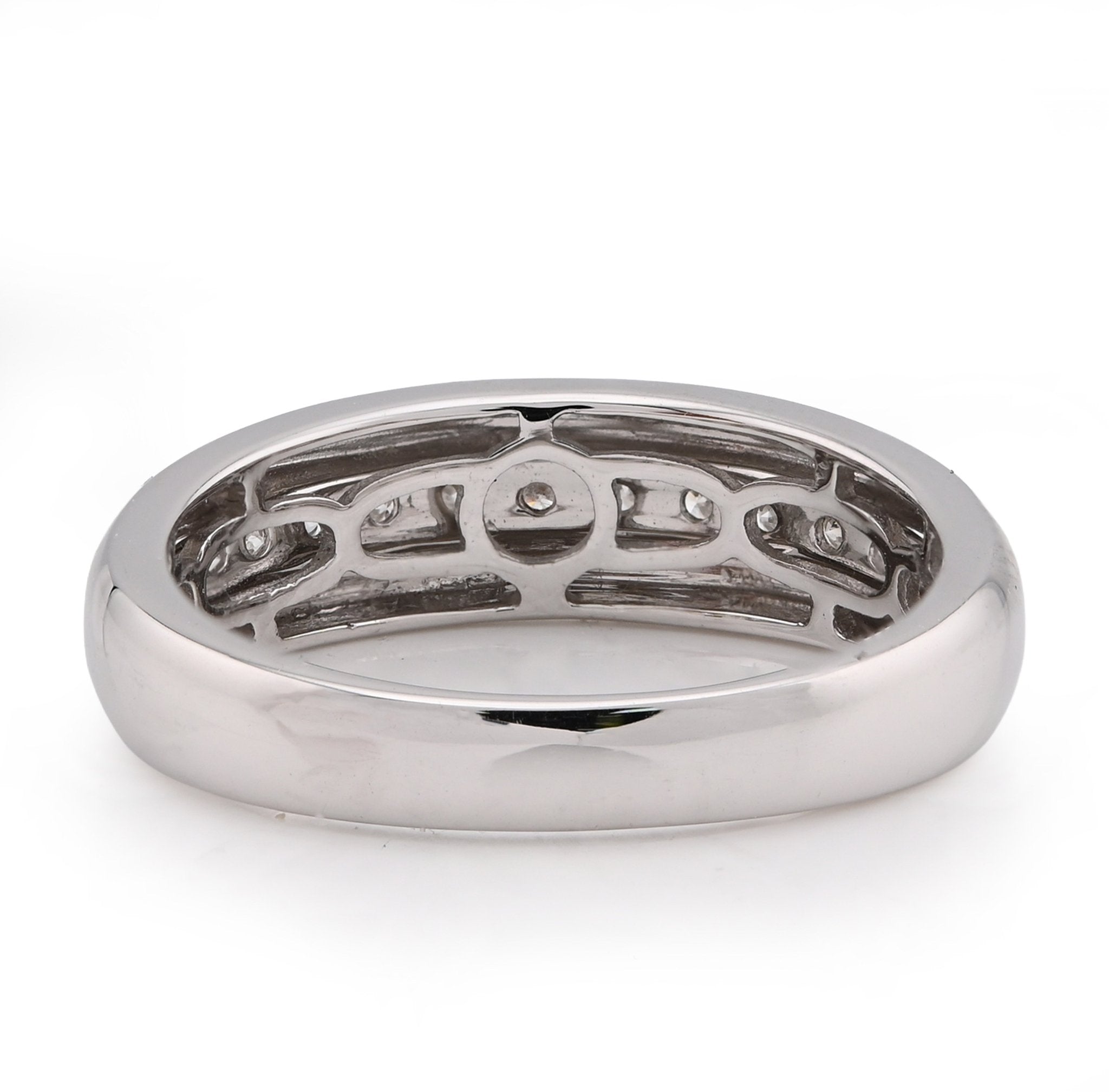10K White Gold 0.49CT Natural Diamond Big Stone Centre Row Men Band - Elite Jewelers - Rings