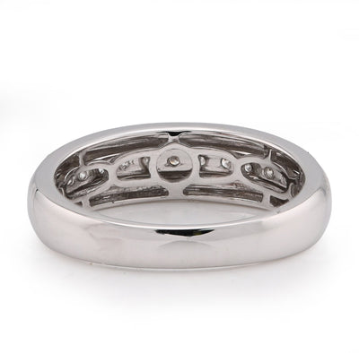 10K White Gold 0.49CT Natural Diamond Big Stone Centre Row Men Band - Elite Jewelers - Rings