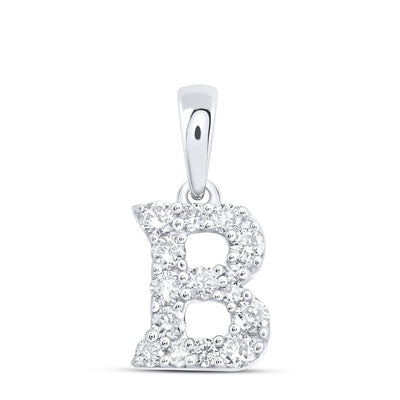 10k White Gold 0.4gms 0.21CTW Natural Diamond Initial "B" Letter Pendant Charm - Elite Jewelers - Charms & Pendants