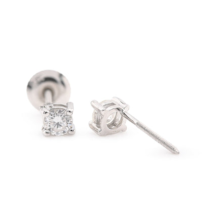 10k White Gold 0.50 CTW Lab Solitaire Diamond Round Studs Screw Back Earrings - Elite Jewelers - Earrings