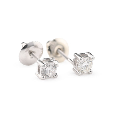 10k White Gold 0.50 CTW Lab Solitaire Diamond Round Studs Screw Back Earrings - Elite Jewelers - Earrings