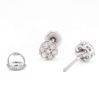 10K White Gold 0.50CT Natural Diamond Flower Studs Men Women Cluster Earrings - Elite Jewelers - Earrings
