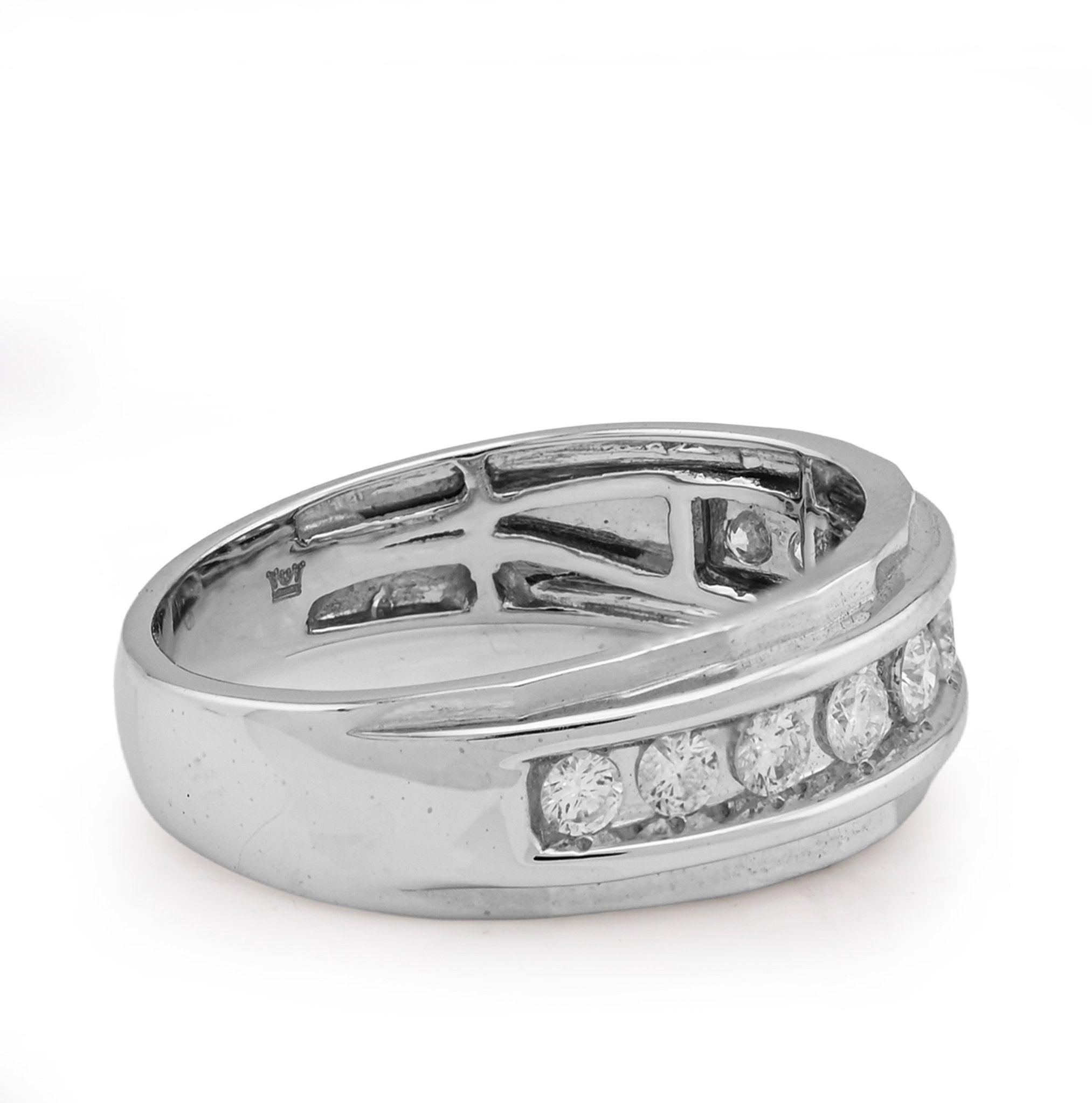 10K White Gold 0.54CT Centre Row Natural Diamond Men Band - Elite Jewelers - Rings