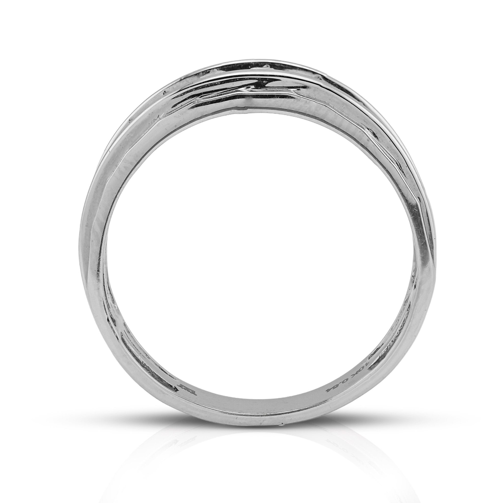 10K White Gold 0.54CT Centre Row Natural Diamond Men Band - Elite Jewelers - Rings