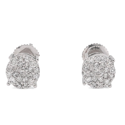 10K White Gold 0.54CT Natural Diamond Flower Cluster Earrings Round Men Women Studs - Elite Jewelers - Earrings