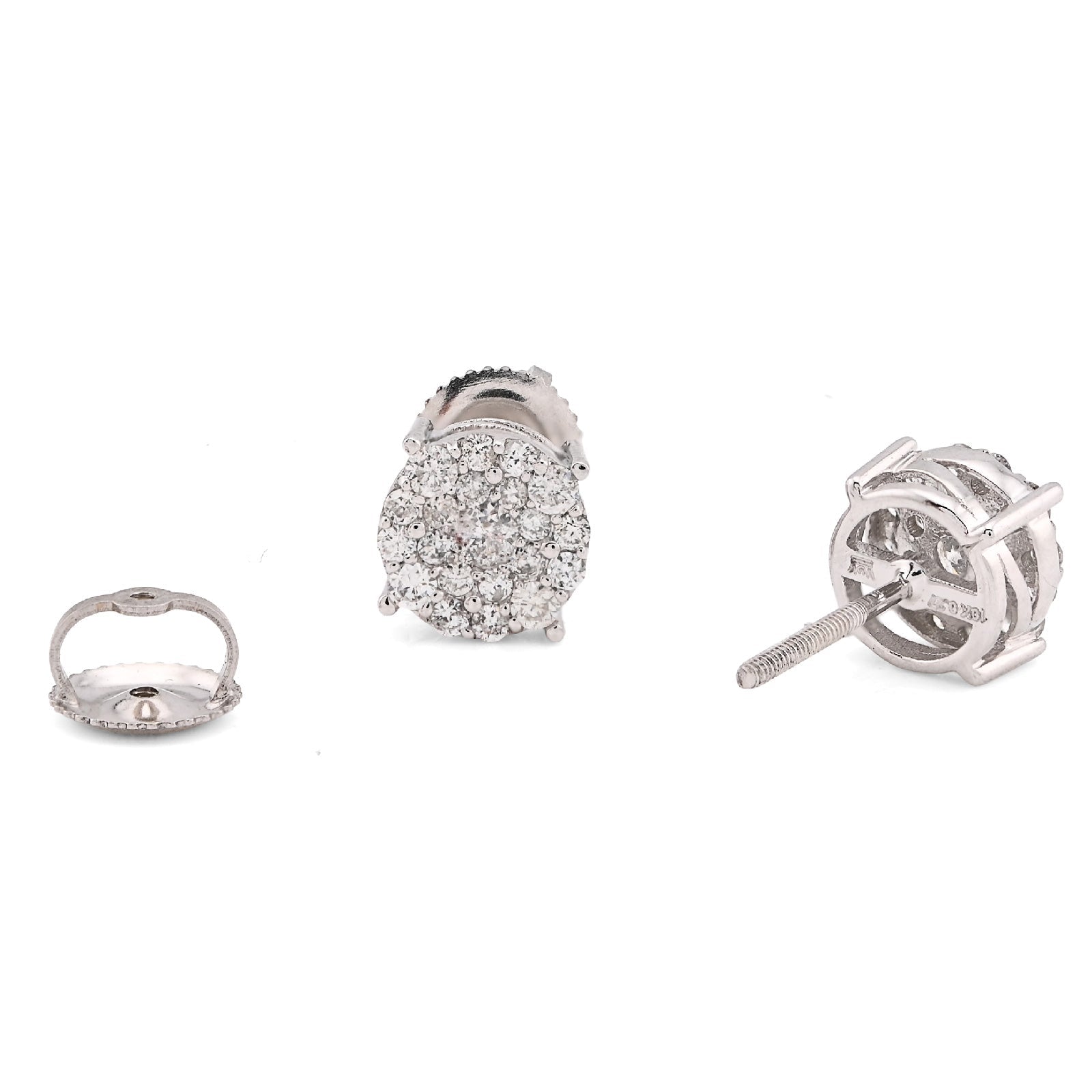 10K White Gold 0.54CT Natural Diamond Flower Cluster Earrings Round Men Women Studs - Elite Jewelers - Earrings