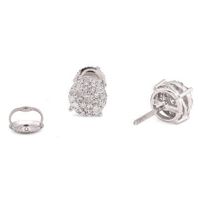 10K White Gold 0.54CT Natural Diamond Flower Cluster Earrings Round Men Women Studs - Elite Jewelers - Earrings