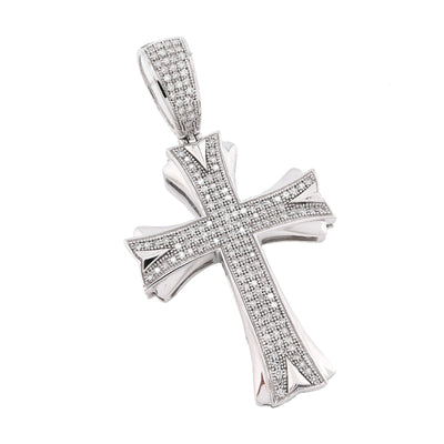 10k White Gold 0.5CT Natural Diamond ICED OUT Cross Pendant 5.7g Spiritual Charm - Elite Jewelers - Charms & Pendants