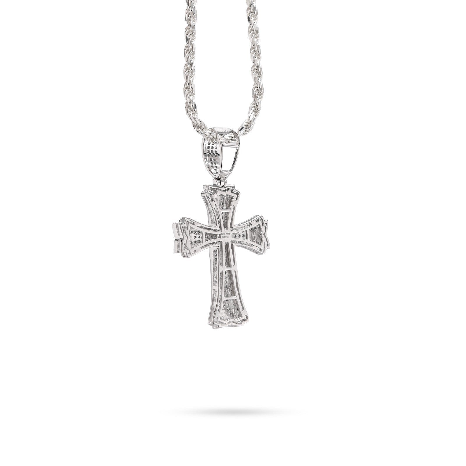 10k White Gold 0.5CT Natural Diamond ICED OUT Cross Pendant 5.7g Spiritual Charm - Elite Jewelers - Charms & Pendants