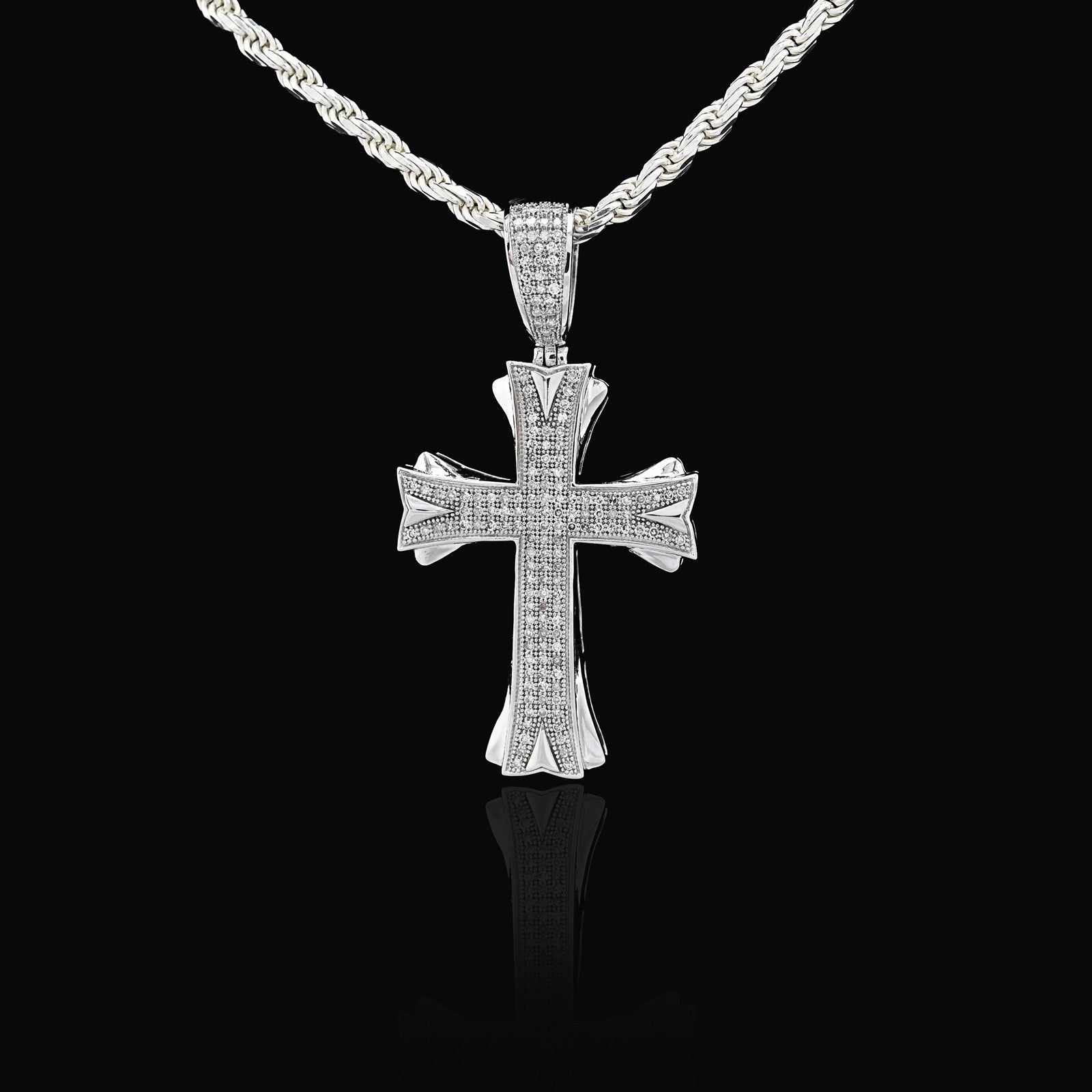 10k White Gold 0.5CT Natural Diamond ICED OUT Cross Pendant 5.7g Spiritual Charm - Elite Jewelers - Charms & Pendants