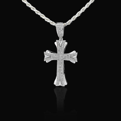 10k White Gold 0.5CT Natural Diamond ICED OUT Cross Pendant 5.7g Spiritual Charm - Elite Jewelers - Charms & Pendants
