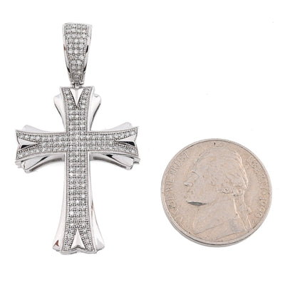 10k White Gold 0.5CT Natural Diamond ICED OUT Cross Pendant 5.7g Spiritual Charm - Elite Jewelers - Charms & Pendants