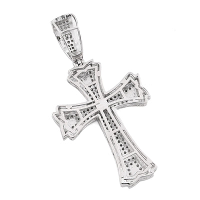 10k White Gold 0.5CT Natural Diamond ICED OUT Cross Pendant 5.7g Spiritual Charm - Elite Jewelers - Charms & Pendants