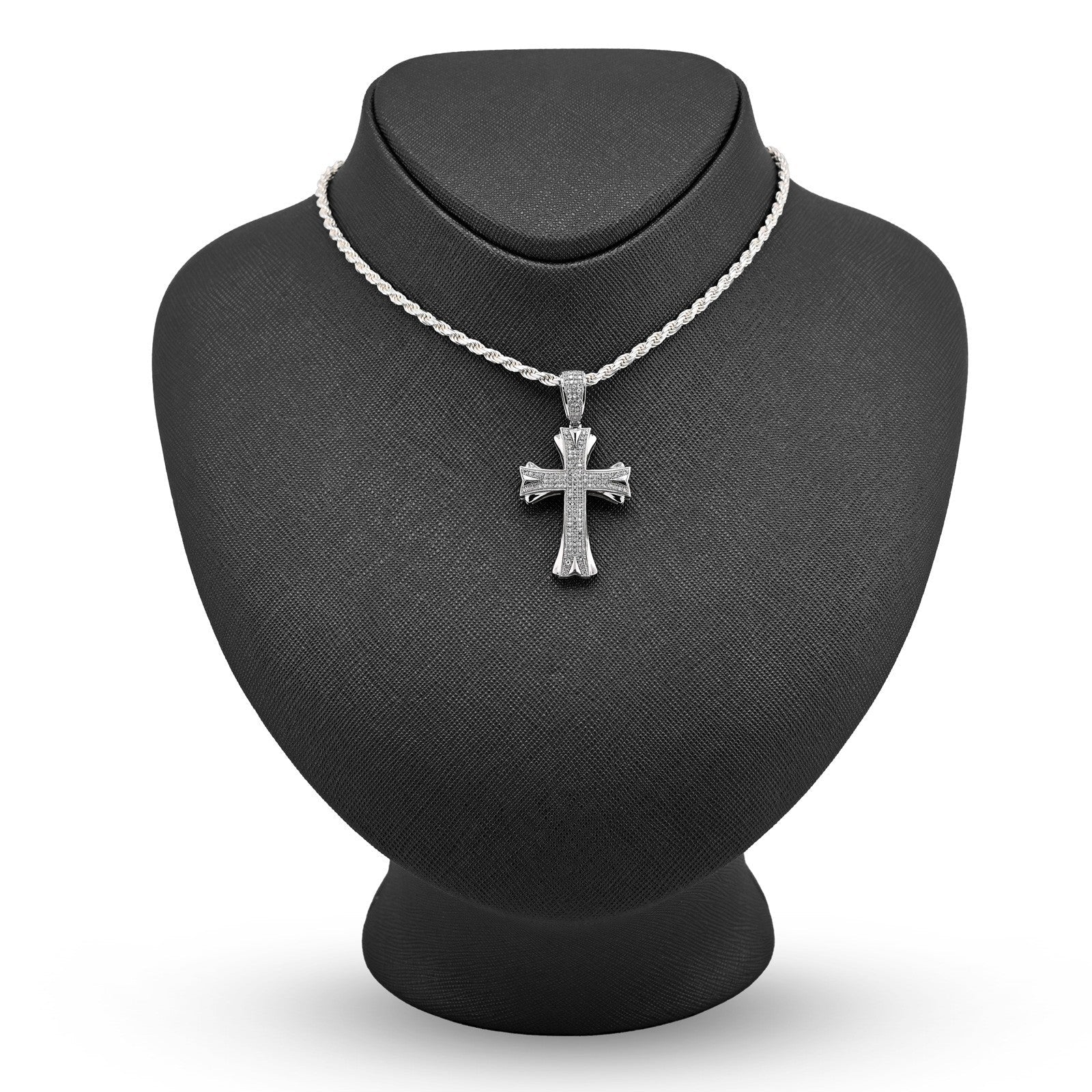 10k White Gold 0.5CT Natural Diamond ICED OUT Cross Pendant 5.7g Spiritual Charm - Elite Jewelers - Charms & Pendants