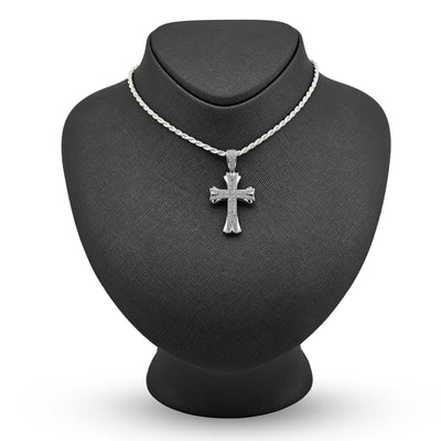 10k White Gold 0.5CT Natural Diamond ICED OUT Cross Pendant 5.7g Spiritual Charm - Elite Jewelers - Charms & Pendants