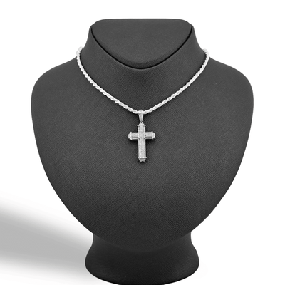 10k White Gold 0.5CTW Natural Diamond Cross Charm 5.3gms Religious Mens Pendant - Elite Jewelers - Charms & Pendants