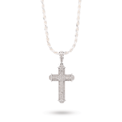10k White Gold 0.5CTW Natural Diamond Cross Charm 5.3gms Religious Mens Pendant - Elite Jewelers - Charms & Pendants