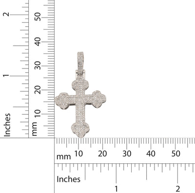 10k White Gold 0.5CTW Natural Diamond ICED Budded Cross Pendant 3.3g Mens Charm - Elite Jewelers - Charms & Pendants