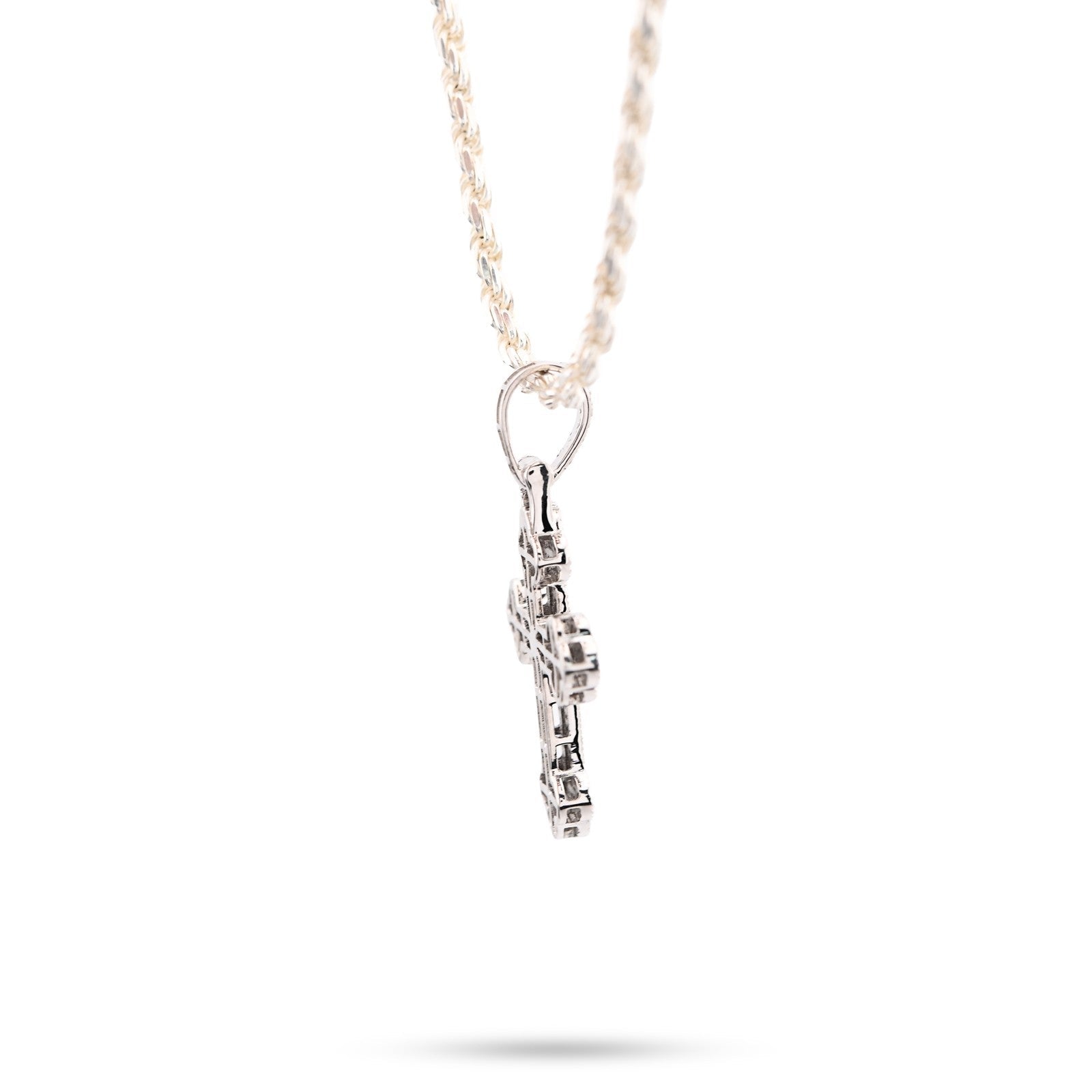 10k White Gold 0.5CTW Natural Diamond ICED Budded Cross Pendant 3.3g Mens Charm - Elite Jewelers - Charms & Pendants