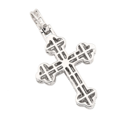10k White Gold 0.5CTW Natural Diamond ICED Budded Cross Pendant 3.3g Mens Charm - Elite Jewelers - Charms & Pendants