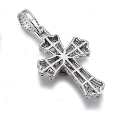 10K White Gold 0.60CT Natural Diamond Budded Cross Pendant - Elite Jewelers-Charms & Pendants