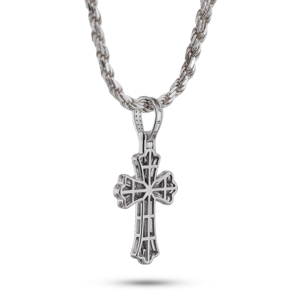 10K White Gold 0.60CT Natural Diamond Budded Cross Pendant - Elite Jewelers-Charms & Pendants