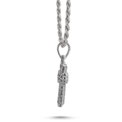10K White Gold 0.60CT Natural Diamond Budded Cross Pendant - Elite Jewelers-Charms & Pendants
