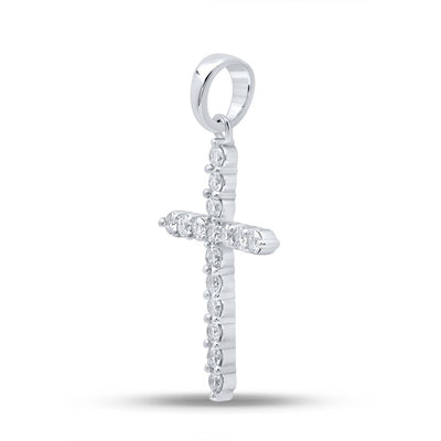 10k White Gold 0.68gms 0.25CTW Natural Diamond Cross Religious Pendant Charm - Elite Jewelers - Charms & Pendants
