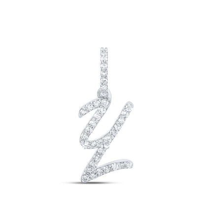 10k White Gold 0.71gms 0.13CTW Natural Diamond Initial "Y" Letter Pendant Charm - Elite Jewelers - Charms & Pendants