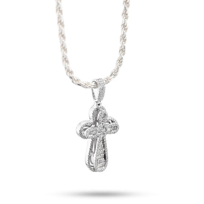 10k White Gold 0.7CTW Pure Round/Baguette Diamond ICED Cross Pendant 4.7gm Charm - Elite Jewelers - Charms & Pendants