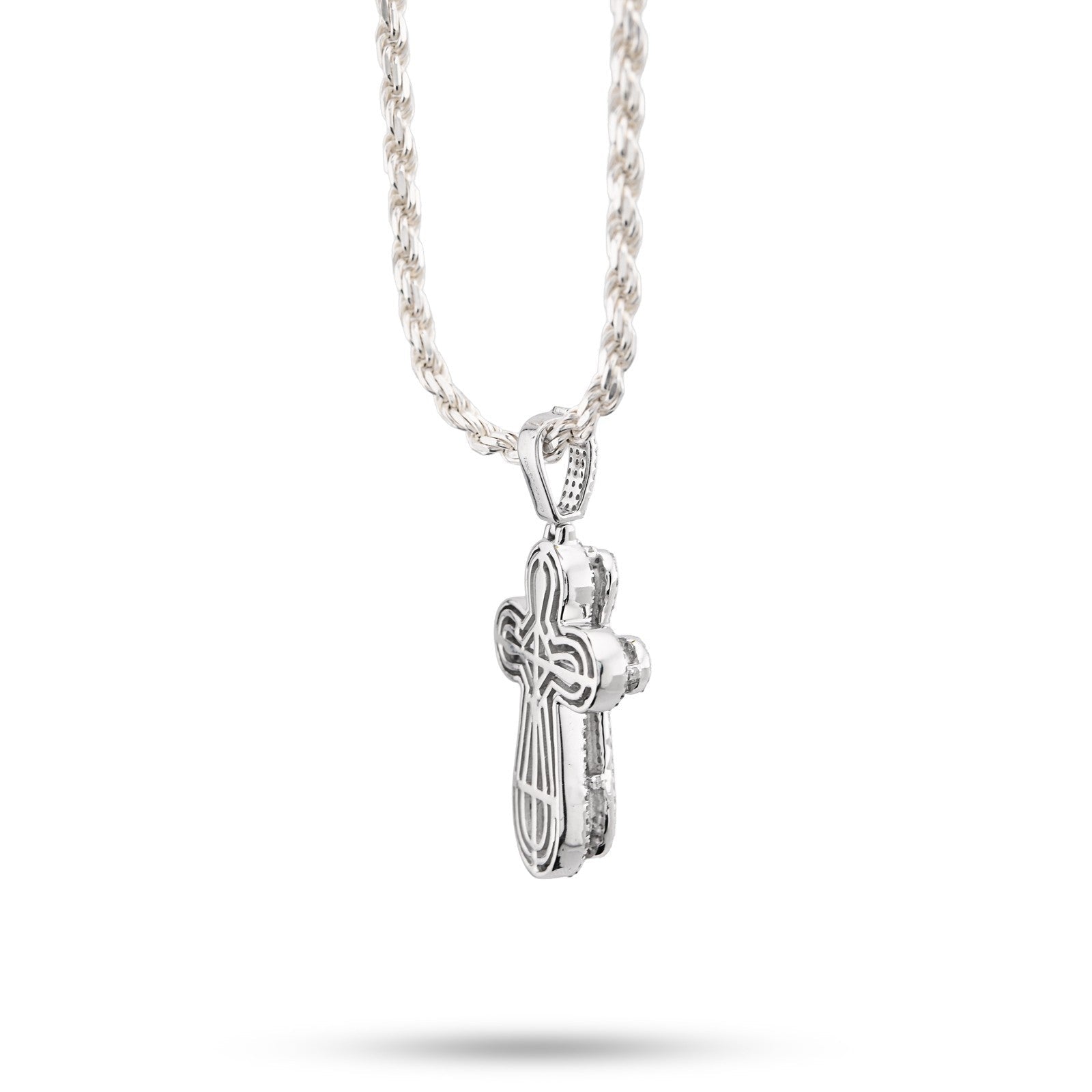 10k White Gold 0.7CTW Pure Round/Baguette Diamond ICED Cross Pendant 4.7gm Charm - Elite Jewelers - Charms & Pendants
