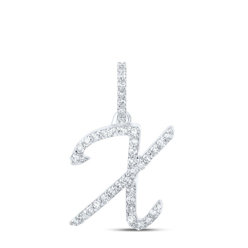10k White Gold 0.83gms 0.16CTW Natural Diamond Initial "X" Letter Pendant Charm - Elite Jewelers - Charms & Pendants