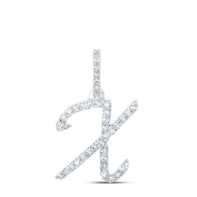 10k White Gold 0.83gms 0.16CTW Natural Diamond Initial "X" Letter Pendant Charm - Elite Jewelers - Charms & Pendants