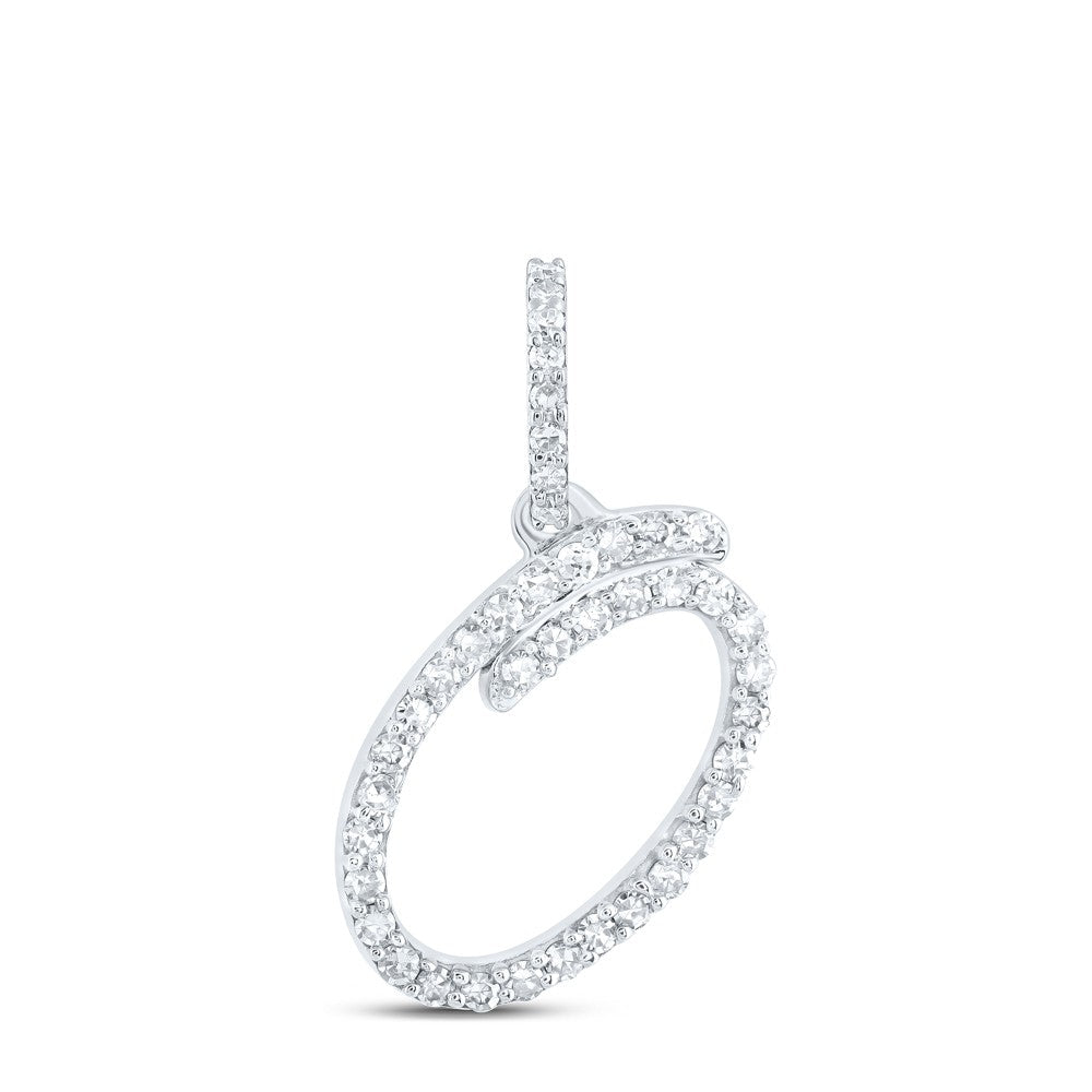 10k White Gold 0.83gms 0.17CTW Natural Diamond Initial "O" Letter Pendant Charm - Elite Jewelers - Charms & Pendants