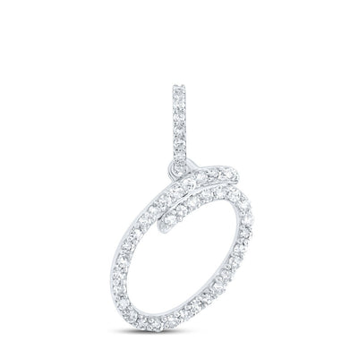 10k White Gold 0.83gms 0.17CTW Natural Diamond Initial "O" Letter Pendant Charm - Elite Jewelers - Charms & Pendants