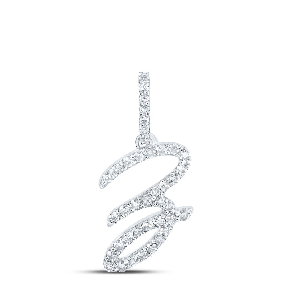 10k White Gold 0.83gms 0.17CTW Natural Diamond Initial "Z" Letter Pendant Charm - Elite Jewelers - Charms & Pendants