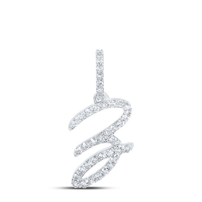 10k White Gold 0.83gms 0.17CTW Natural Diamond Initial "Z" Letter Pendant Charm - Elite Jewelers - Charms & Pendants
