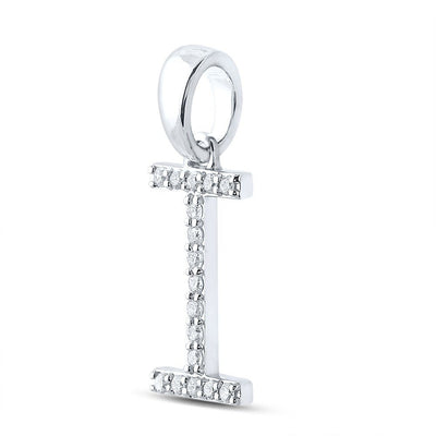 10k White Gold 0.88gms 0.13CTW Natural Diamond Initial "I" Letter Pendant Charm - Elite Jewelers - Charms & Pendants