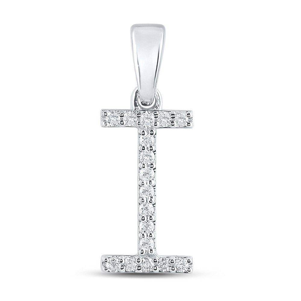 10k White Gold 0.88gms 0.13CTW Natural Diamond Initial "I" Letter Pendant Charm - Elite Jewelers - Charms & Pendants