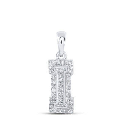 10k White Gold 0.89gms 0.14CTW Natural Diamond Initial "I" Letter Pendant Charm - Elite Jewelers - Charms & Pendants