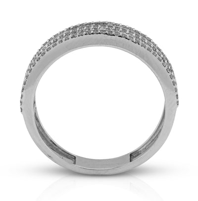 10K White Gold 0.94CT Natural Diamond 2 Row Baguette Men Band Ring - Elite Jewelers - Rings