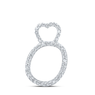 10k White Gold 0.97gms 0.13CTW Natural Diamond Initial "O" Heart Pendant Charm - Elite Jewelers - Charms & Pendants