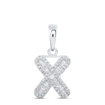 10k White Gold 0.98gms 0.29CTW Natural Diamond Initial "X" Letter Pendant Charm - Elite Jewelers - Charms & Pendants