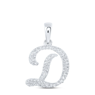 10k White Gold 0.99gms 0.2CTW Natural Diamond Initial "D" Letter Pendant Charm - Elite Jewelers - Charms & Pendants