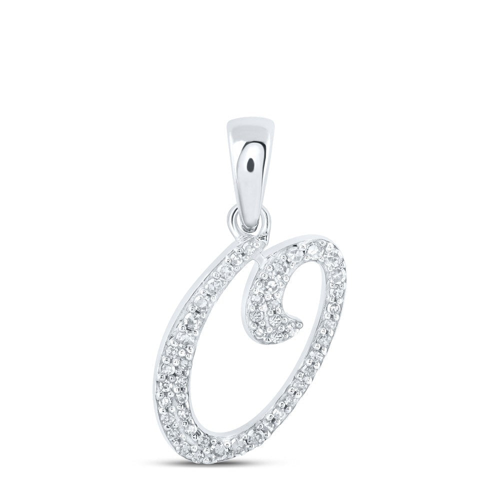 10k White Gold 0.9gms 0.12CTW Natural Diamond Initial "O" Letter Pendant Charm - Elite Jewelers - Charms & Pendants
