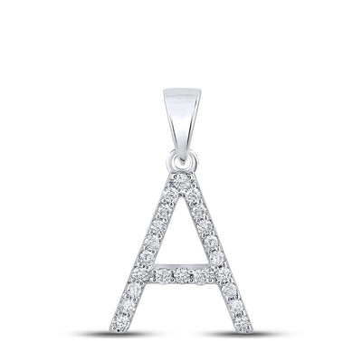 10k White Gold 0.9gms 0.19CTW Natural Diamond Initial "A" Letter Pendant Charm - Elite Jewelers - Charms & Pendants