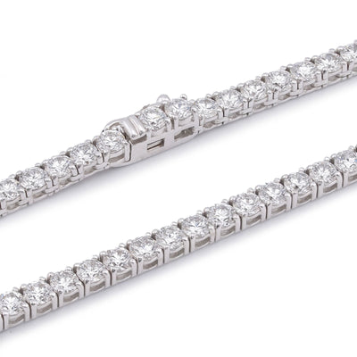 10K White Gold 10 Pointer 20.21CT Tennis Chain Lab Diamond Men Women Necklace 22" - Elite Jewelers-Necklaces