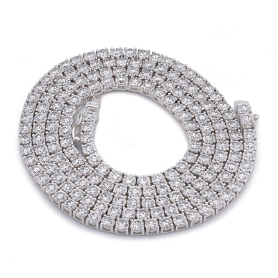 10K White Gold 10 Pointer 20.21CT Tennis Chain Lab Diamond Men Women Necklace 22" - Elite Jewelers-Necklaces